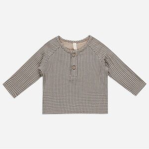 NWOT Quincy Mae Indigo Gingham Shirt